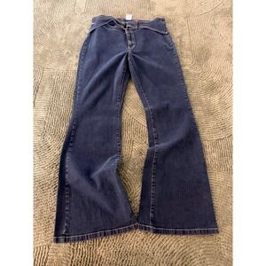Vintage Tommy Hilfiger Flare Jeans Indigo Blue Belted Waist Y2K RAY-BGJ Size 13